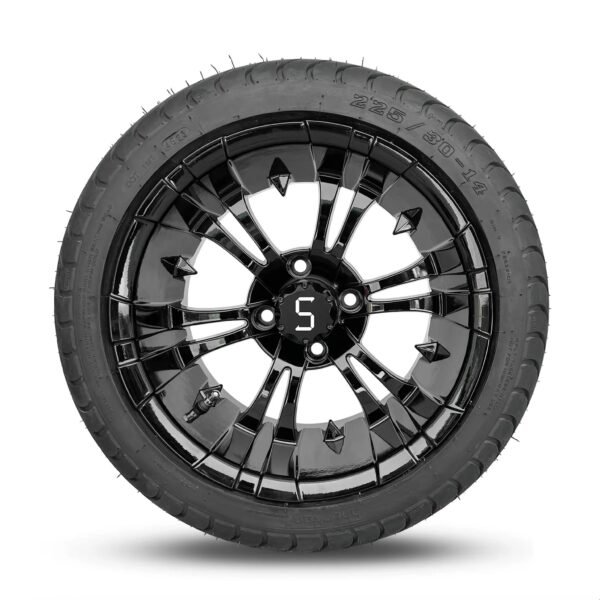 Golf Cart Wheels Gloss Black 14"