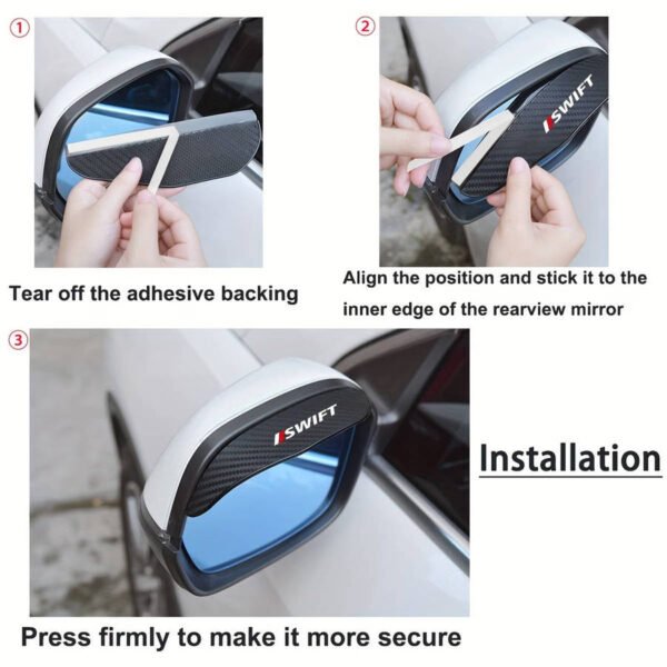 2PCS Suzuki Swift Side Mirror Rain Visors – Carbon Fibre Style